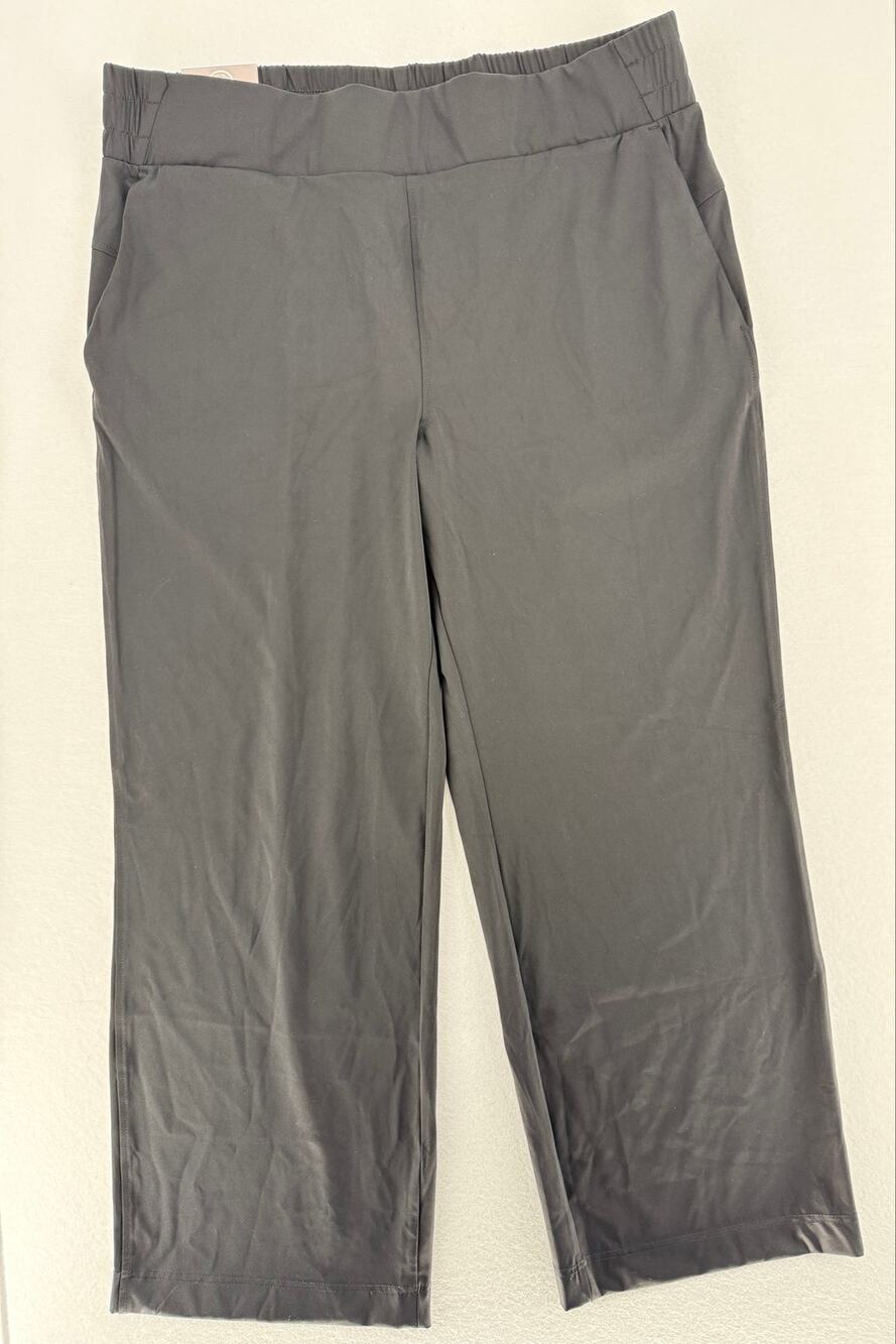 Member's Mark Travel Wide Leg Pants Womens XXL Black Stretch Pull On NWT